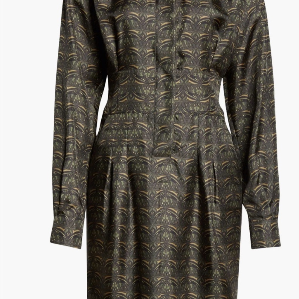 NWT MAX MARA Panfilo Print Long Sleeve Silk Twill Shirtdress Sz US 2 $1590 - Picture 5 of 9